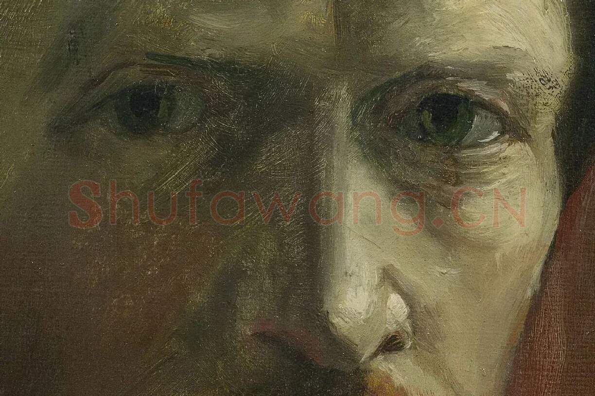 梵高1886年《戴深色毡帽的自画像》局部 (1)