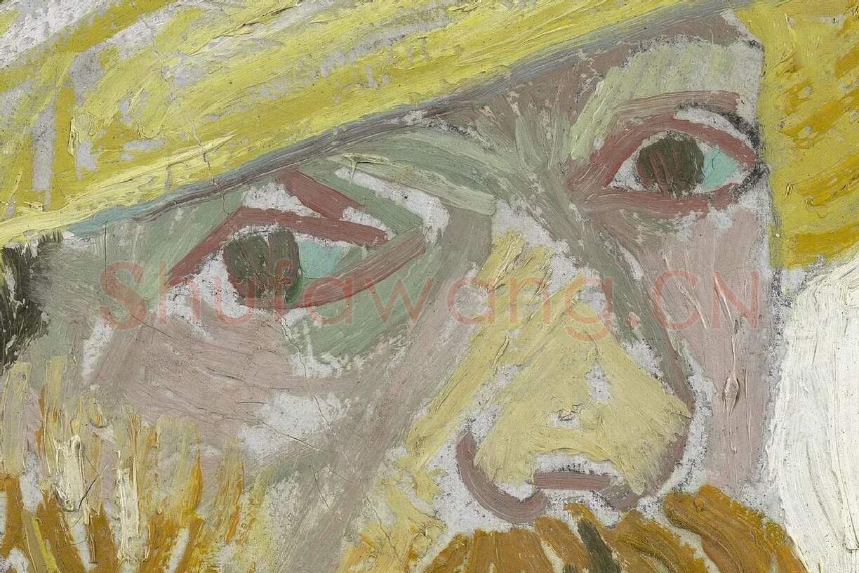 梵高1888年《含着烟斗的自画像》局部 (1)