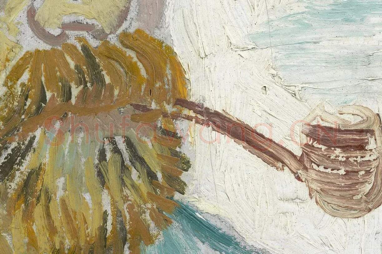 梵高1888年《含着烟斗的自画像》局部 (2)