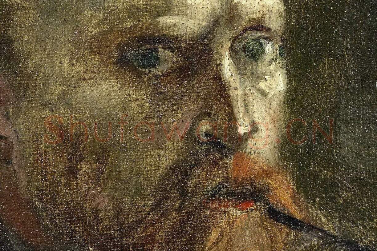 梵高1886年《叼着烟斗的自画像》局部 (1)