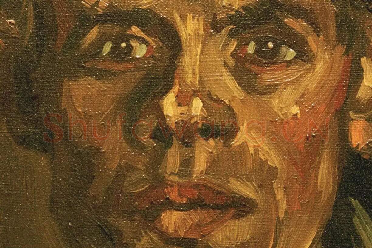 梵高油画头像《一个年轻农民头像》局部 (1)