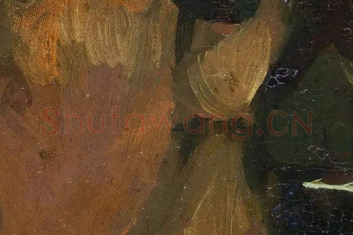 梵高油画头像《戴帽子的农妇侧面头像》局部细节 (3)