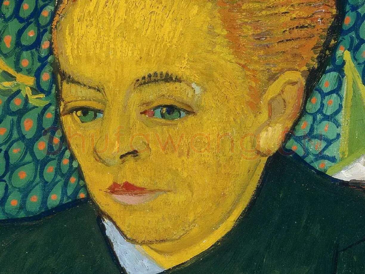 梵高肖像画作品《椅子上的罗琳夫人》局部 (2)