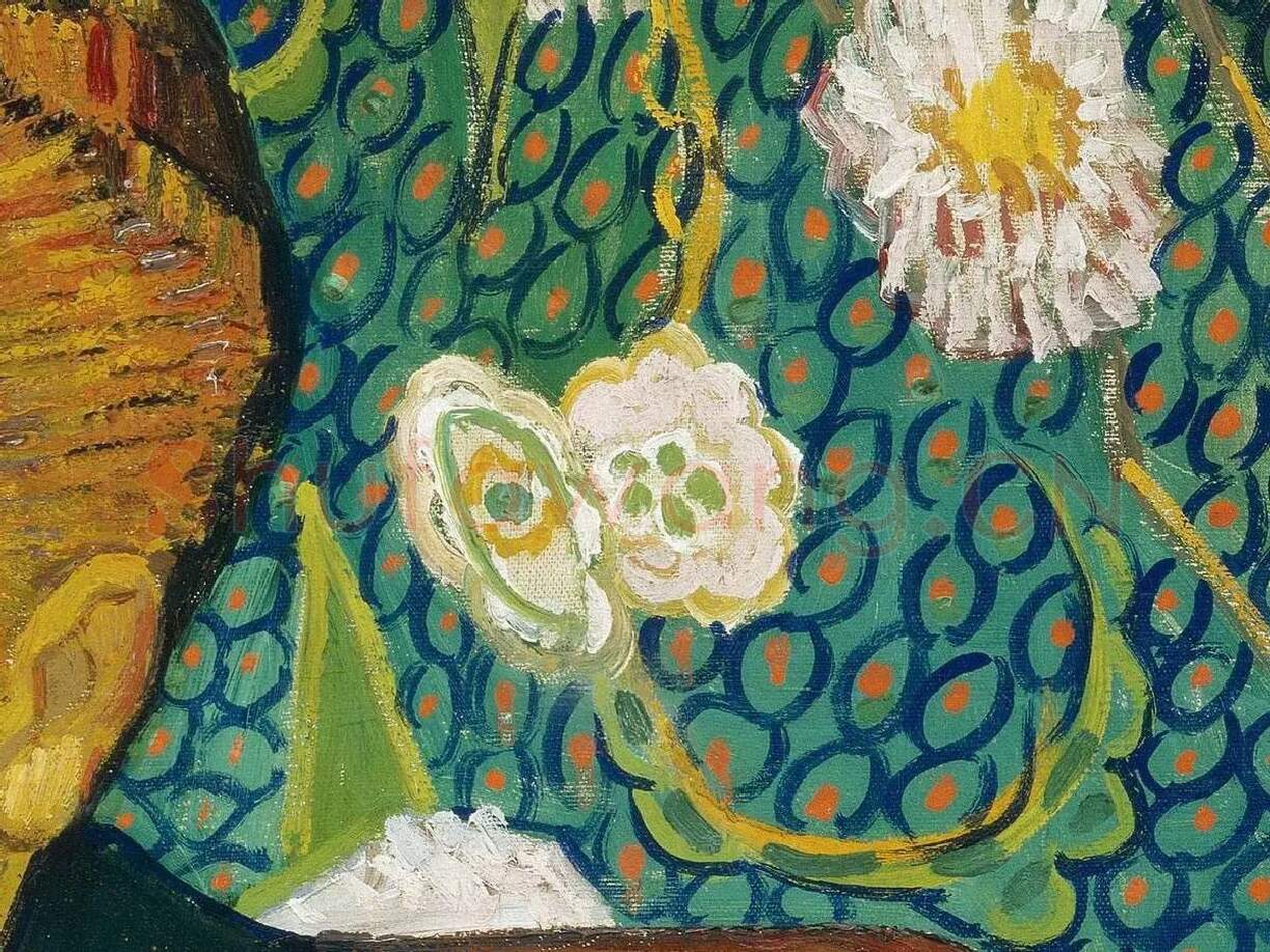 梵高肖像画作品《椅子上的罗琳夫人》局部 (3)