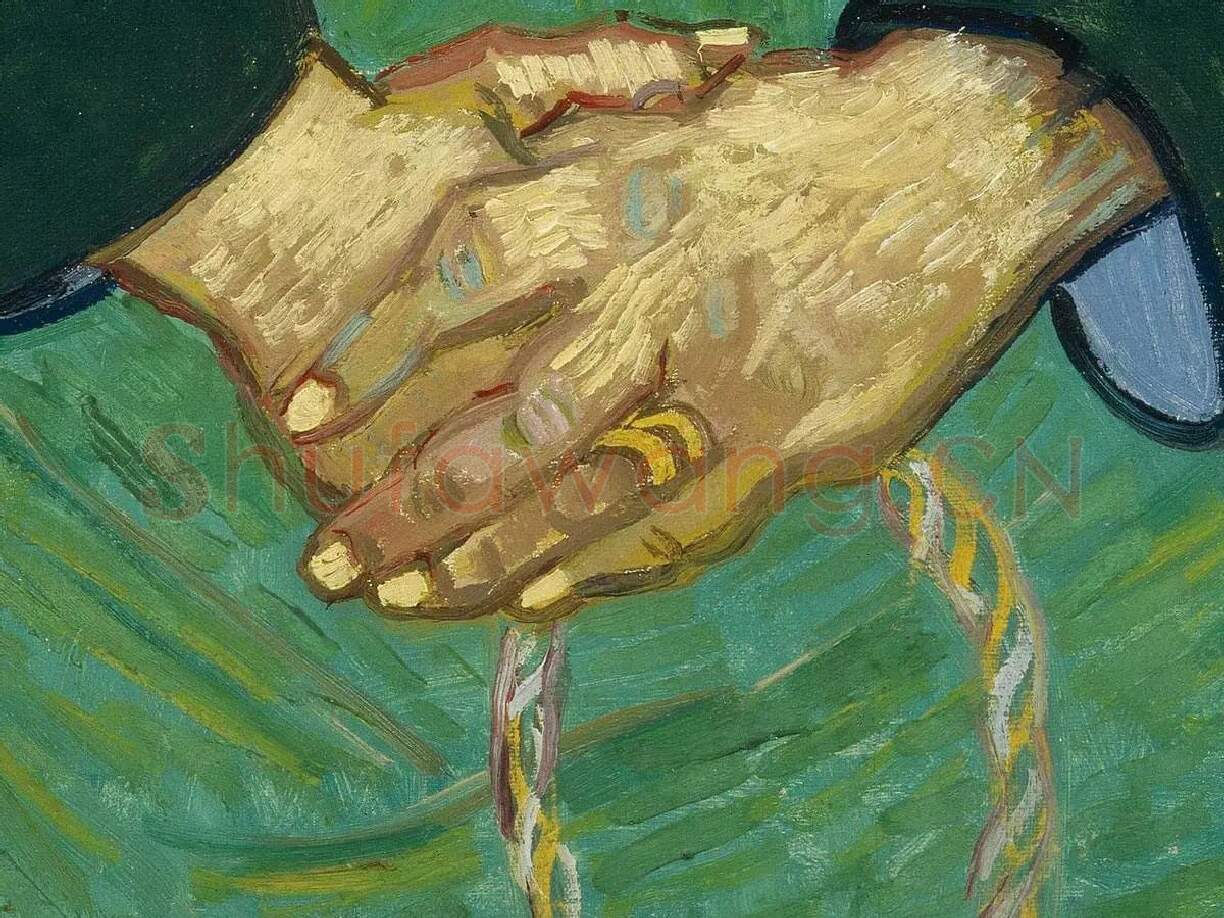 梵高肖像画作品《椅子上的罗琳夫人》局部 (5)