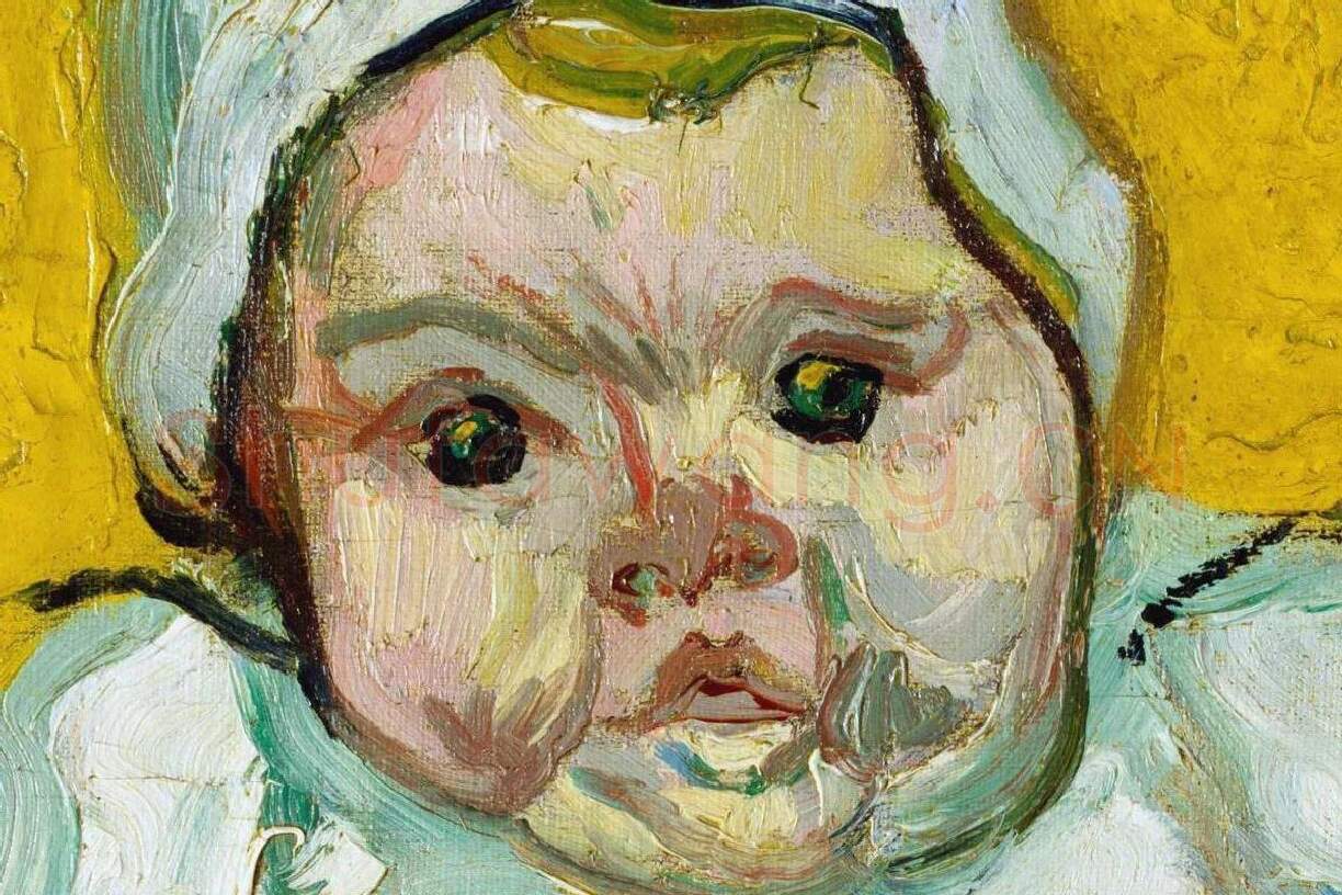 梵高油画《鲁林母亲与她的婴儿》局部 (1)