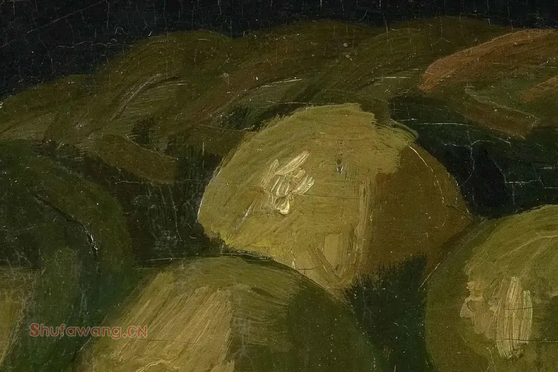 梵高作品《一篮苹果的静物》高清大图局部细节 (4)