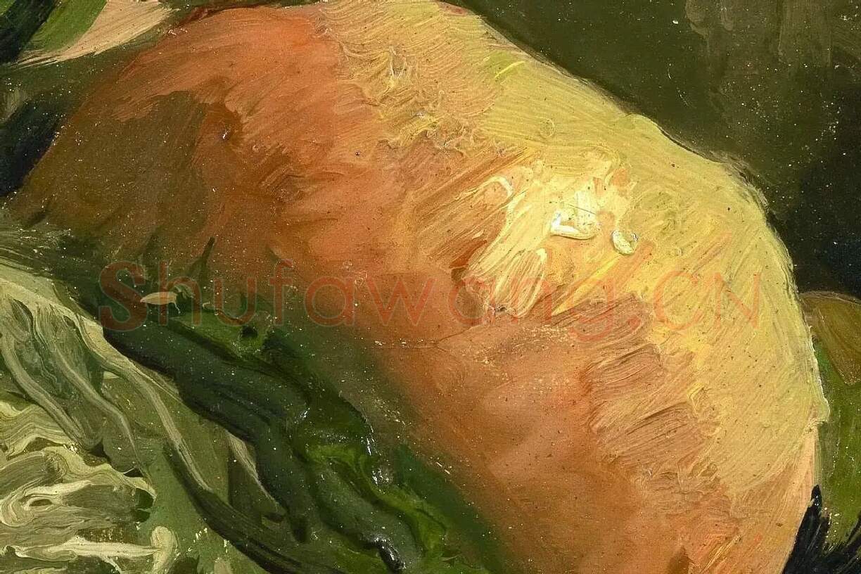 梵高静物画作品《蔬菜和水果的静物》高清大图局部细节 (1)