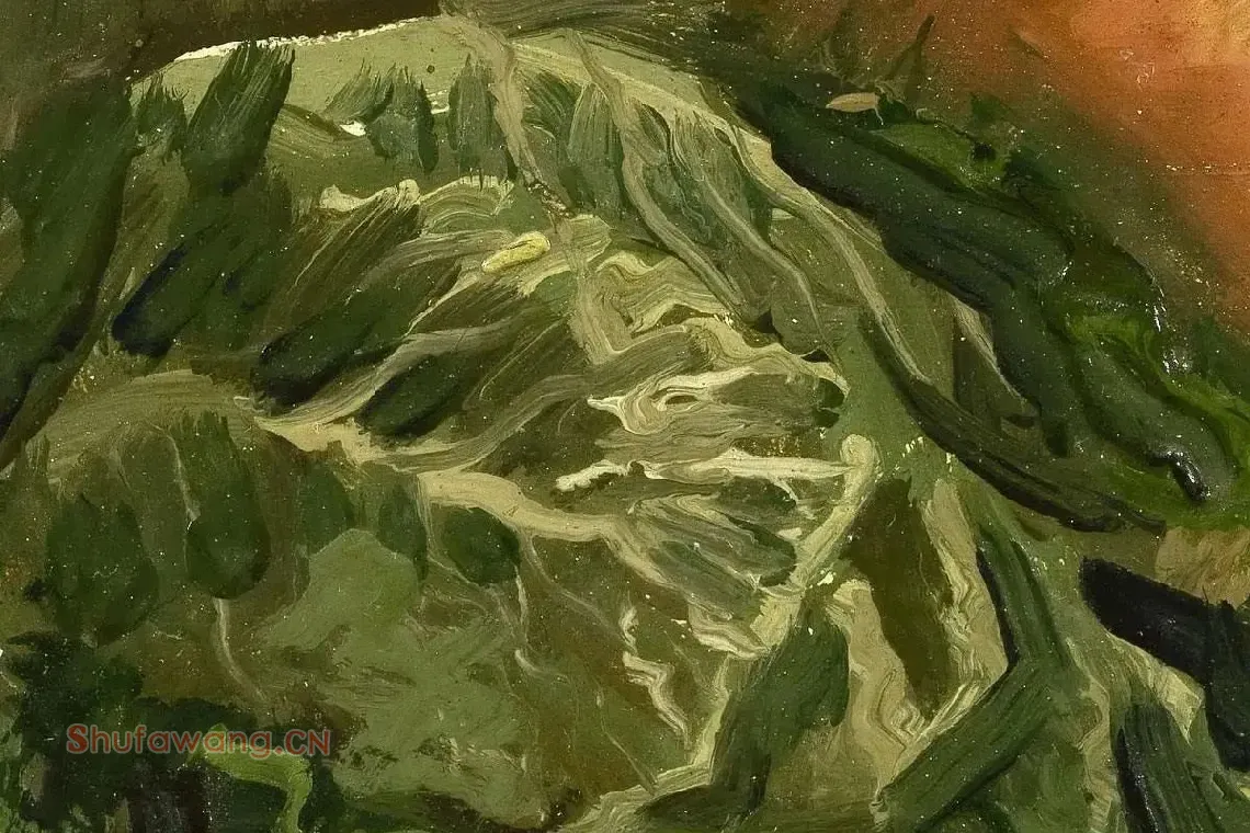 梵高静物画作品《蔬菜和水果的静物》高清大图局部细节 (4)