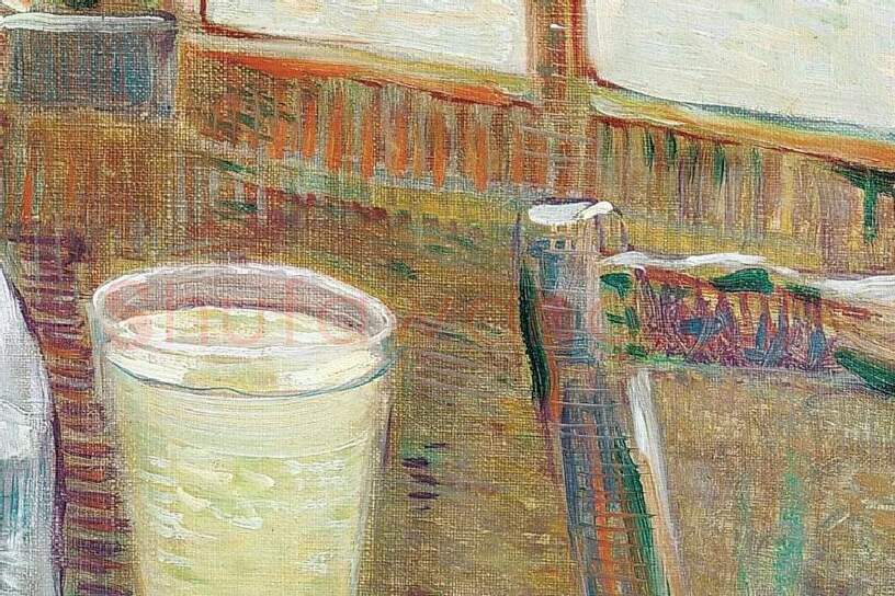 梵高油画作品《有苦艾酒的咖啡桌》局部 (2)