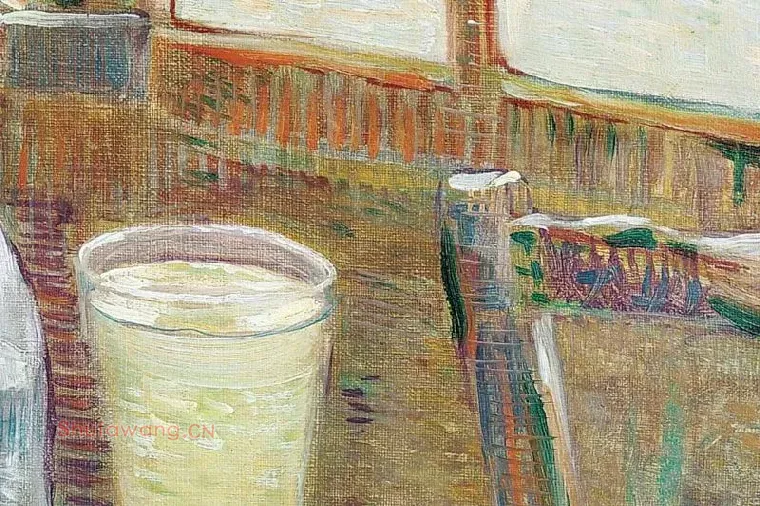 梵高油画作品《有苦艾酒的咖啡桌》局部 (2)