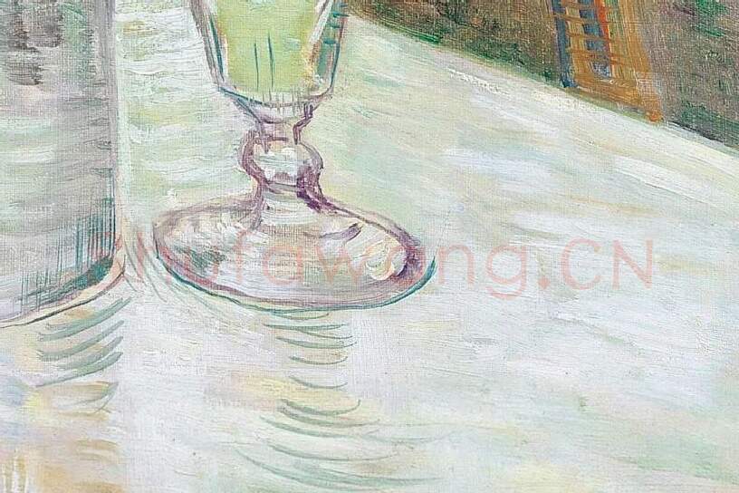 梵高油画作品《有苦艾酒的咖啡桌》局部 (3)