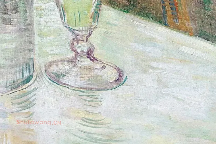 梵高油画作品《有苦艾酒的咖啡桌》局部 (3)