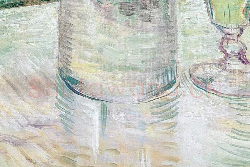 梵高油画作品《有苦艾酒的咖啡桌》局部 (4)