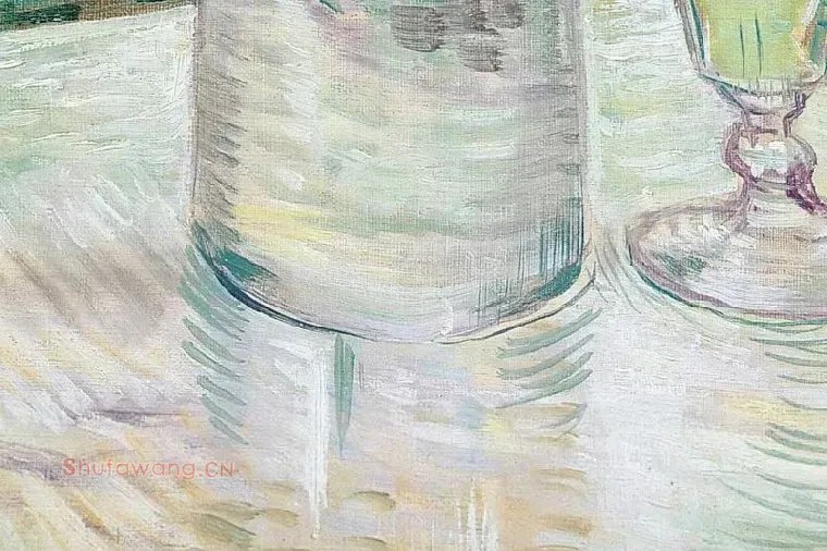 梵高油画作品《有苦艾酒的咖啡桌》局部 (4)