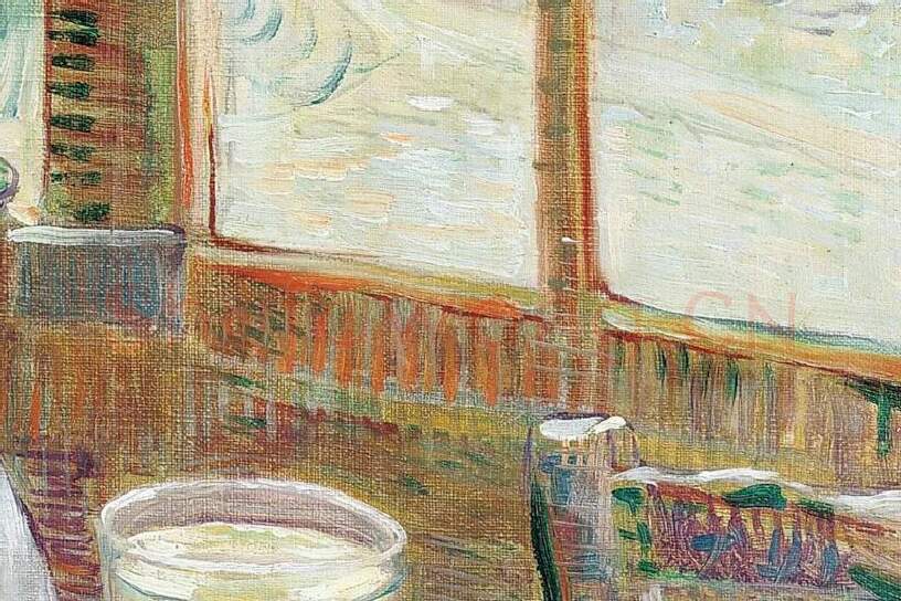 梵高油画作品《有苦艾酒的咖啡桌》局部 (6)