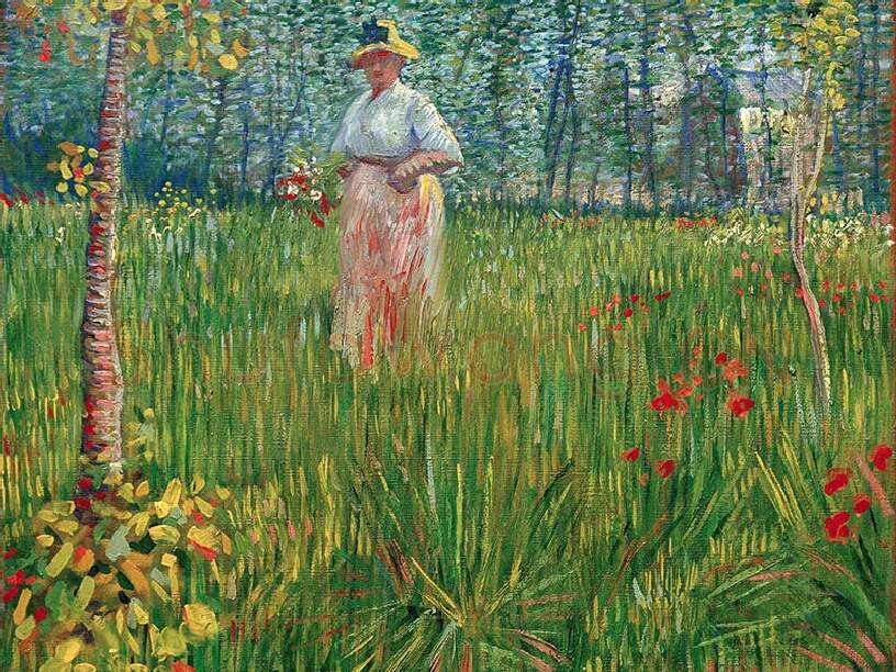 梵高油画《花园里散步的女人》