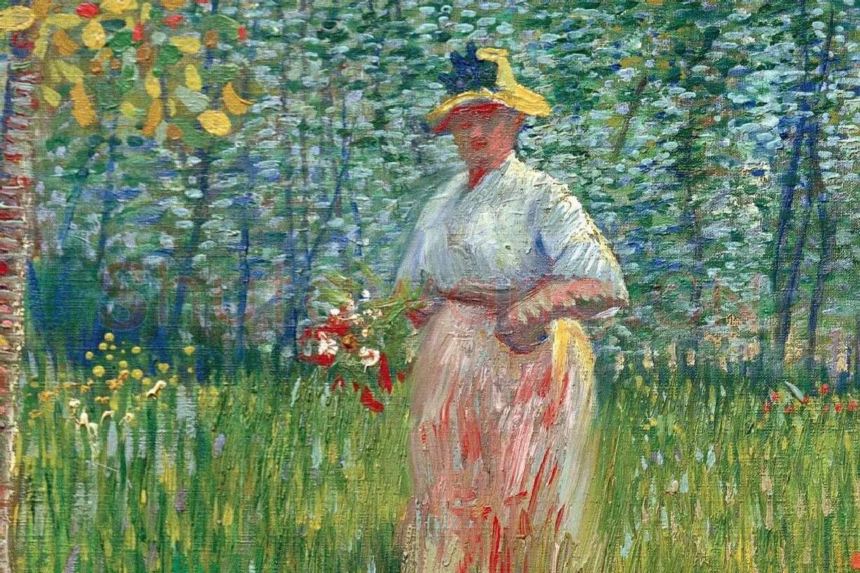 梵高油画《花园里散步的女人》局部 (1)