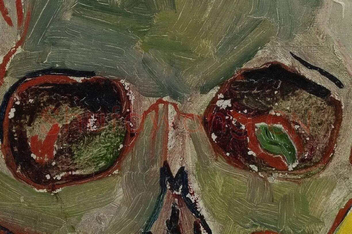 梵高早期习作《骷髅》高清局部细节 (2)