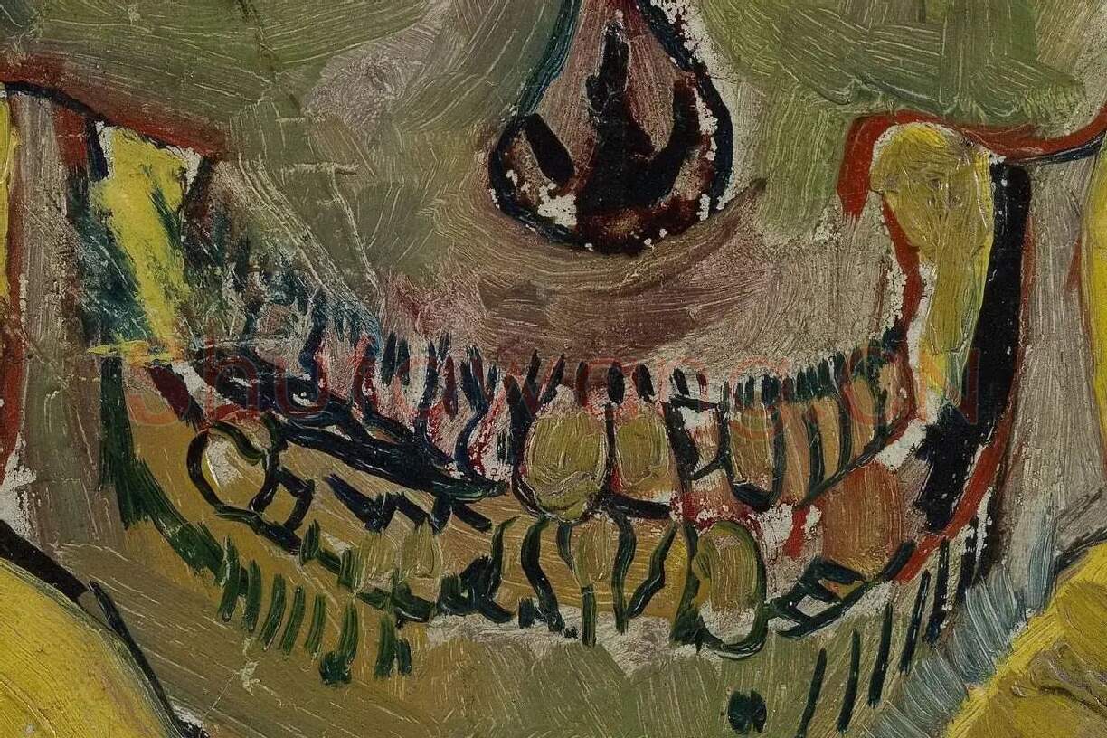 梵高早期习作《骷髅》高清局部细节 (3)