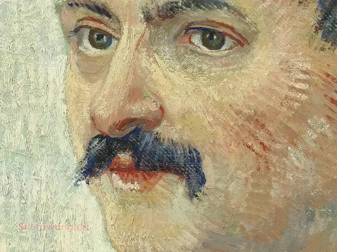 梵高油画人物作品《戴帽子的男人肖像》局部 (1)