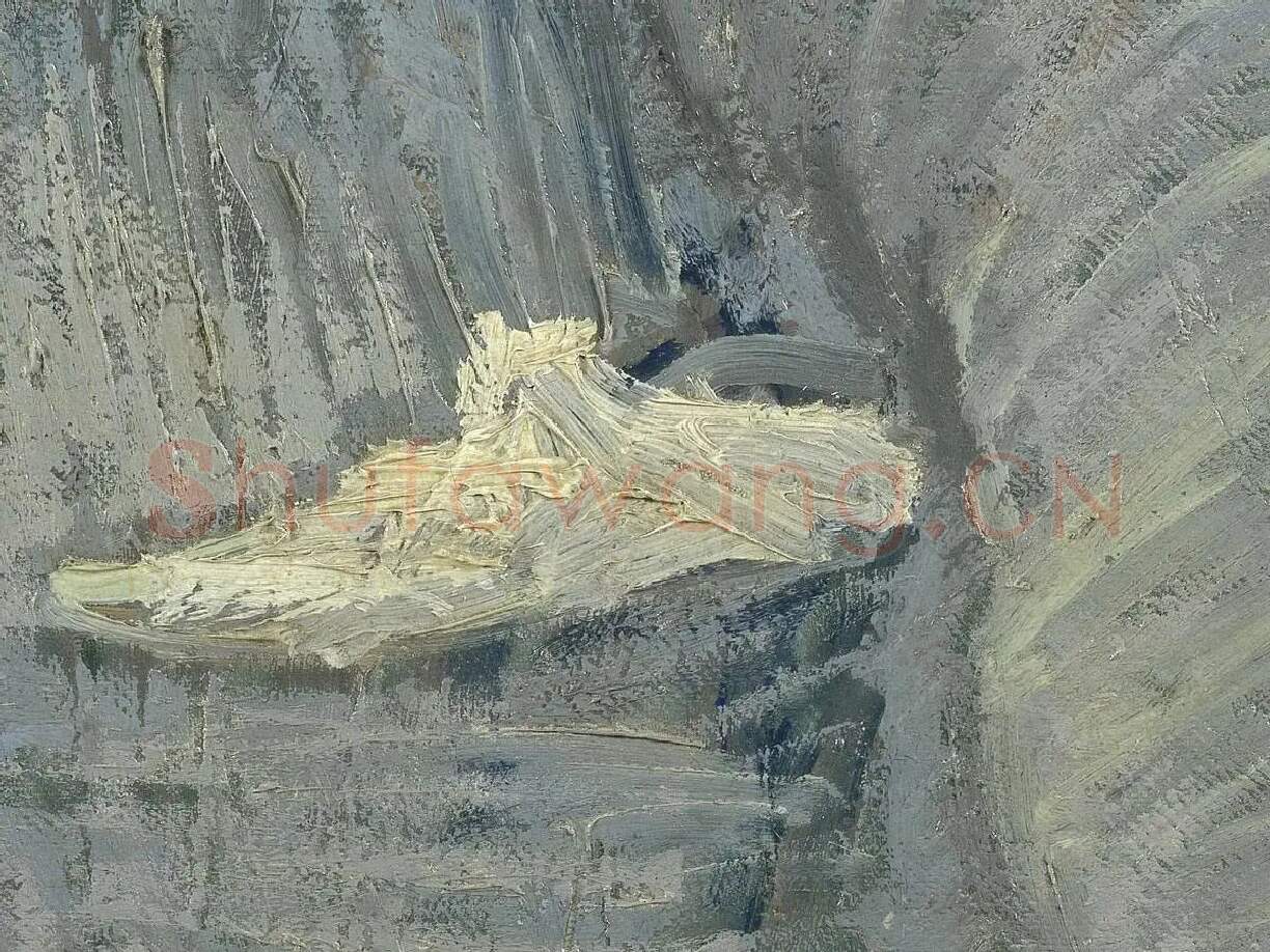 梵高油画人物作品《戴帽子的男人肖像》局部 (4)