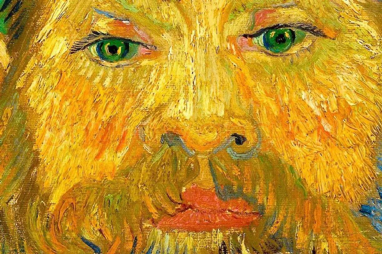 幅梵高油画肖像作品《邮差约瑟夫·鲁林的肖像》局部 (1)