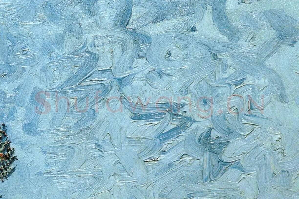 梵高风景画作品《阿尔勒附近的一条小巷》局部细节 (6)