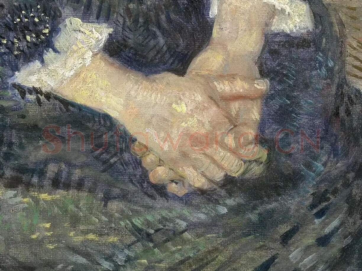 梵高油画肖像作品《坐在椅子上的女人》局部 (3)