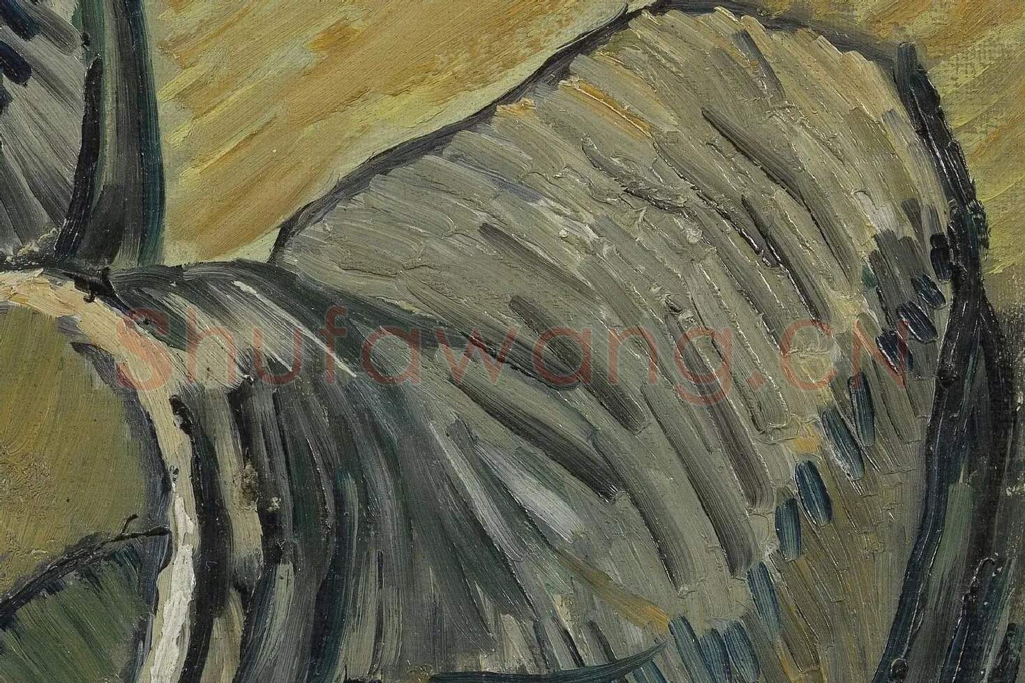 梵高油画静物《一双皮鞋》局部 (2)