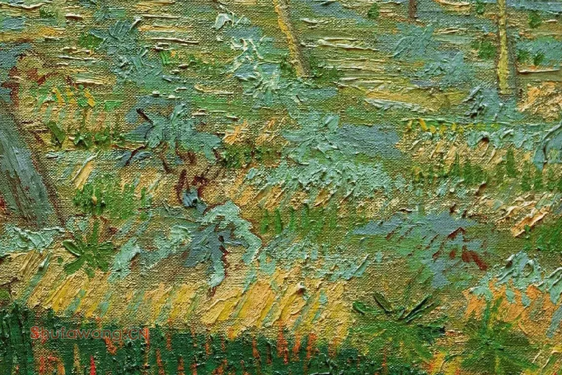 梵高油画风景《盛开的杏花》局部 (2)
