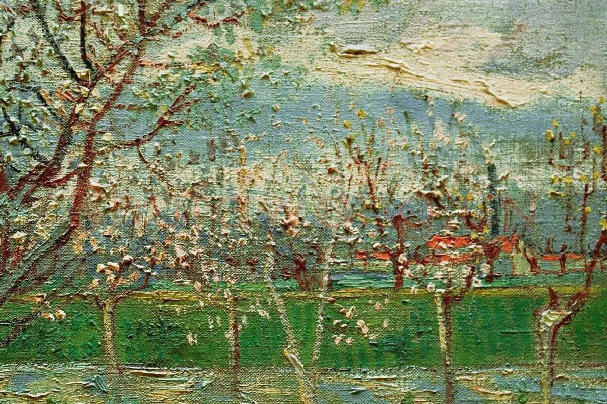 梵高油画风景《盛开的杏花》局部 (3)