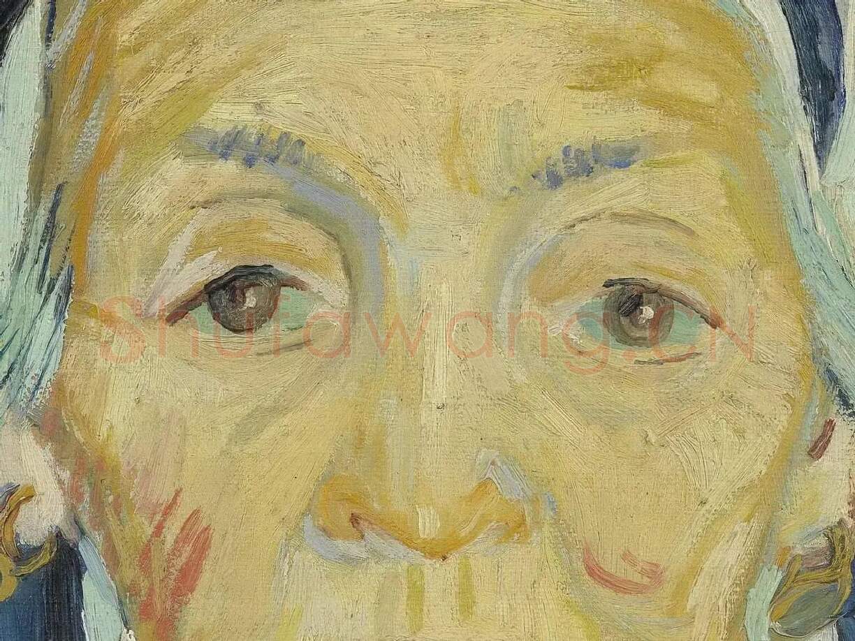 梵高作品《阿尔勒的一位老妇人》肖像画局部 (1)