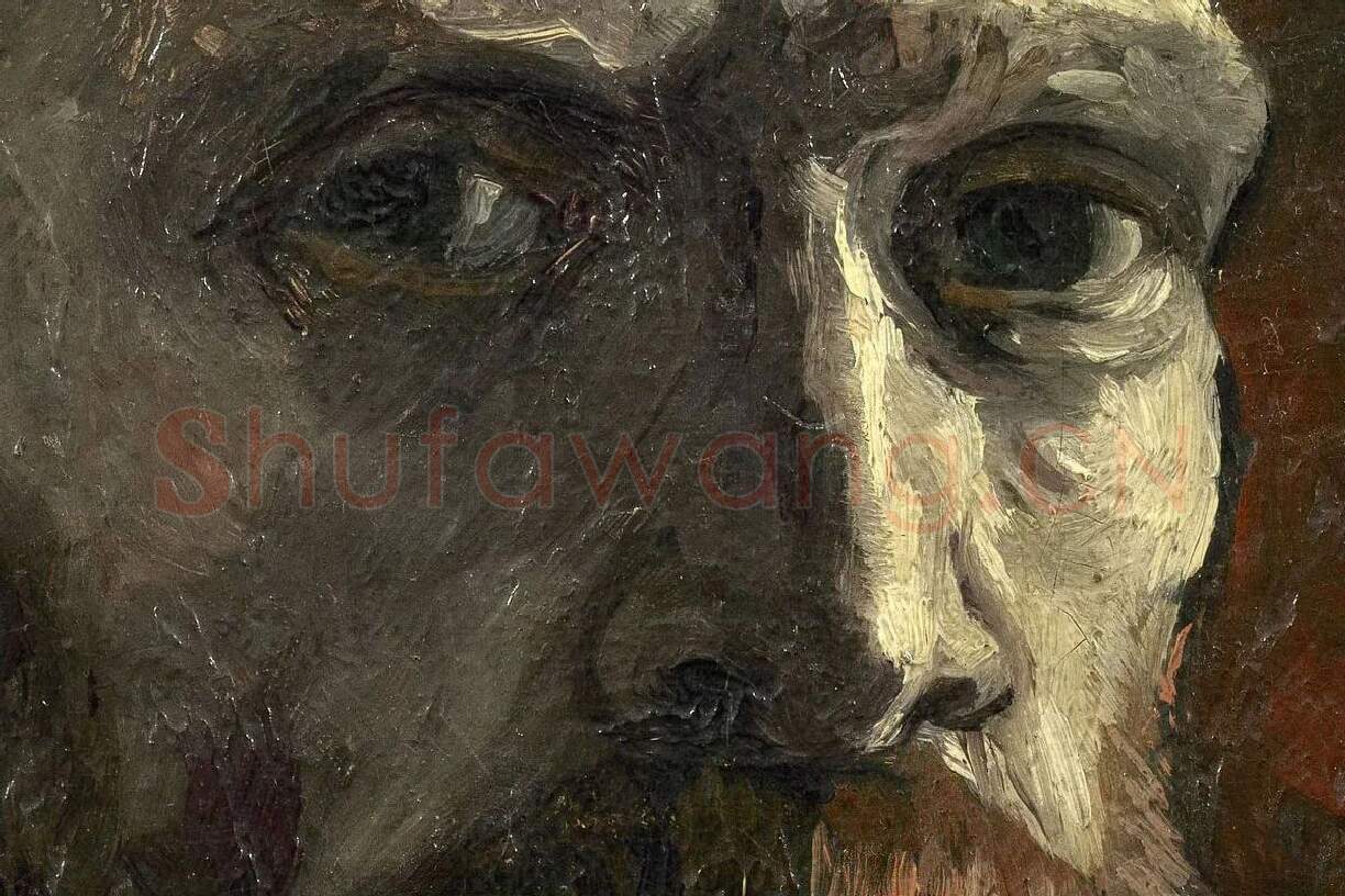 梵高1886年自画像《叼着烟斗的自画像》局部 (1)