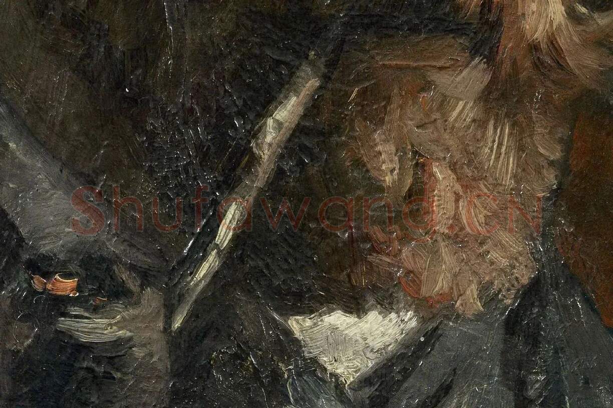 梵高1886年自画像《叼着烟斗的自画像》局部 (2)