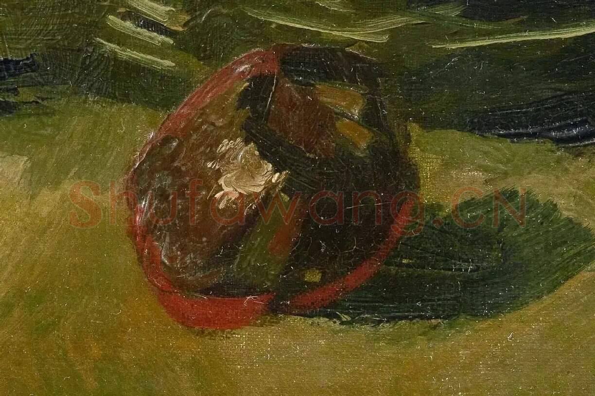 梵高油画静物《一篮苹果》高清大图局部细节 (1)