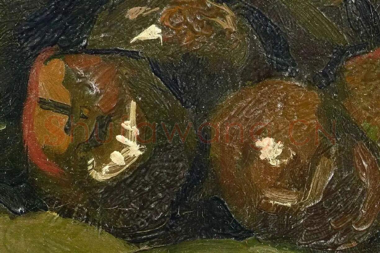 梵高油画静物《一篮苹果》高清大图局部细节 (2)