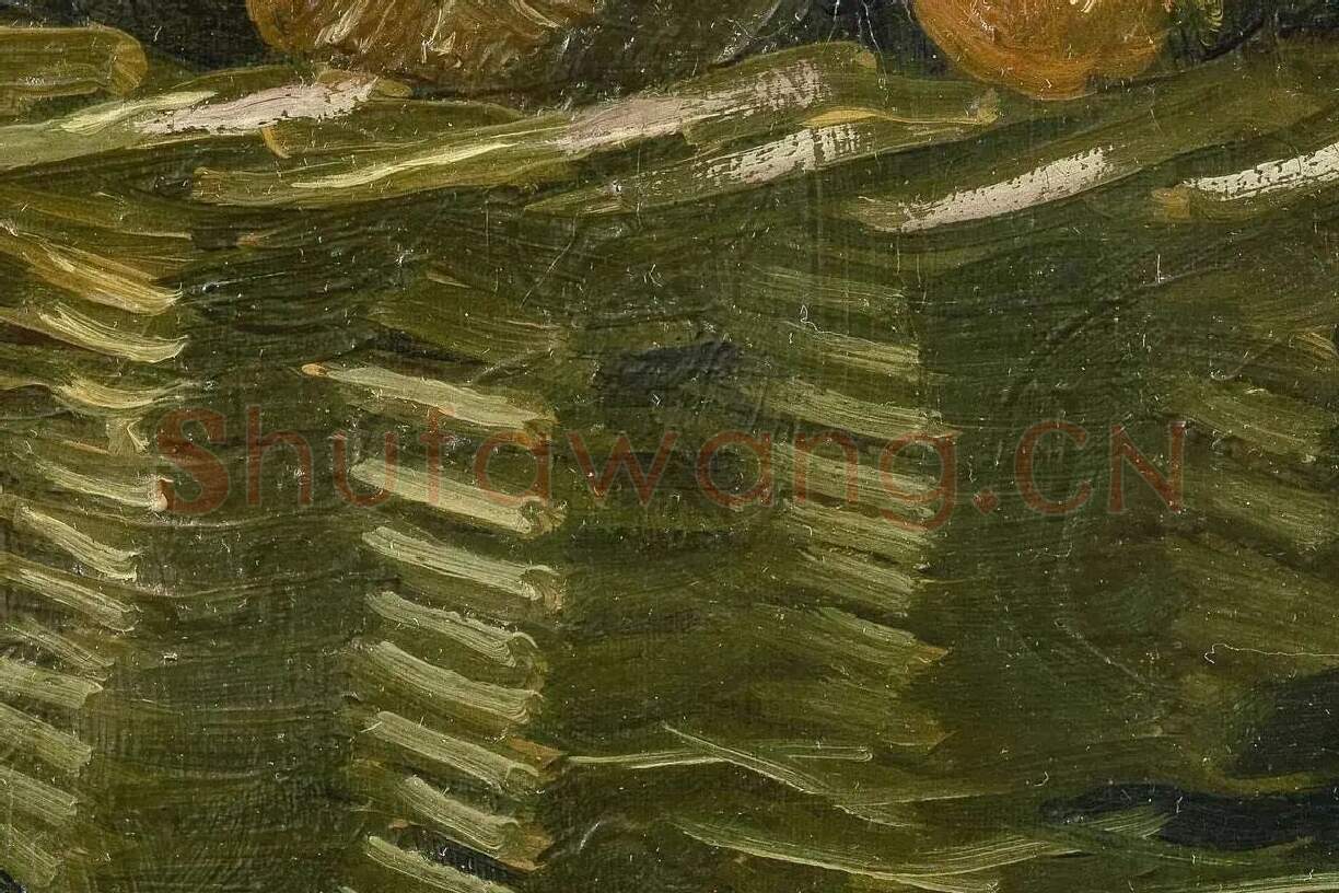 梵高油画静物《一篮苹果》高清大图局部细节 (4)