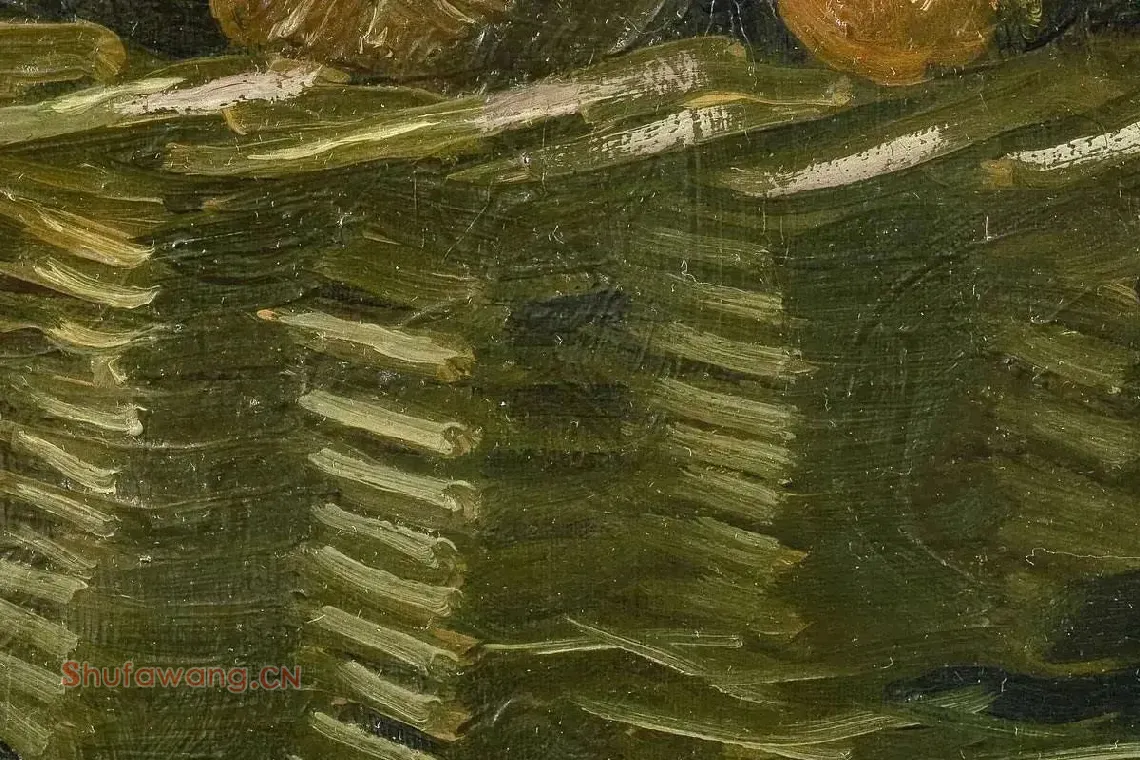 梵高油画静物《一篮苹果》高清大图局部细节 (4)