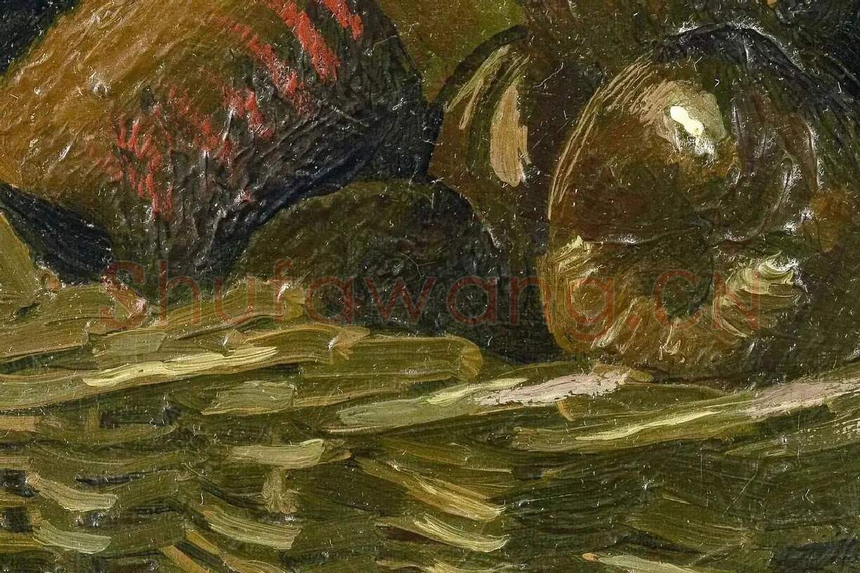 梵高油画静物《一篮苹果》高清大图局部细节 (5)