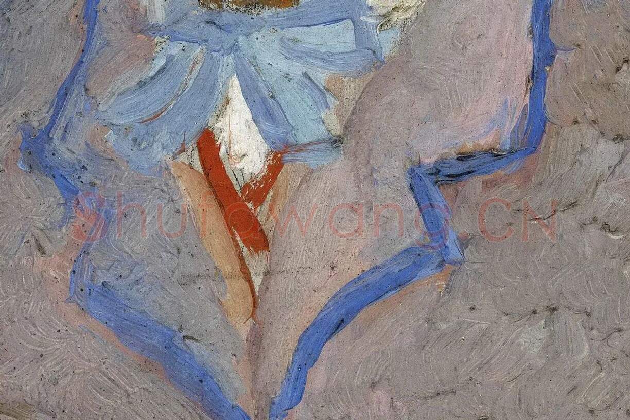 梵高1887年《戴帽子的自画像》油画作品局部 (3)