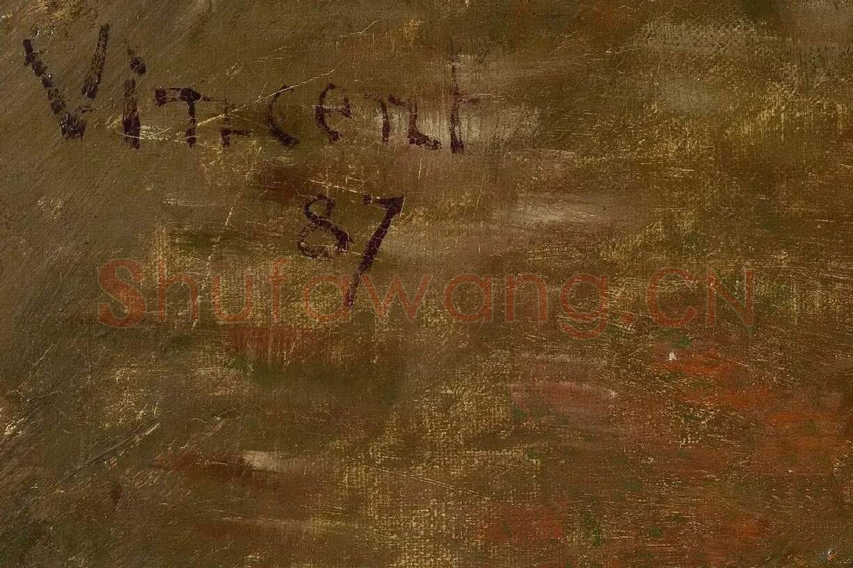 梵高油画《有玻璃杯的自画像》局部 (3)