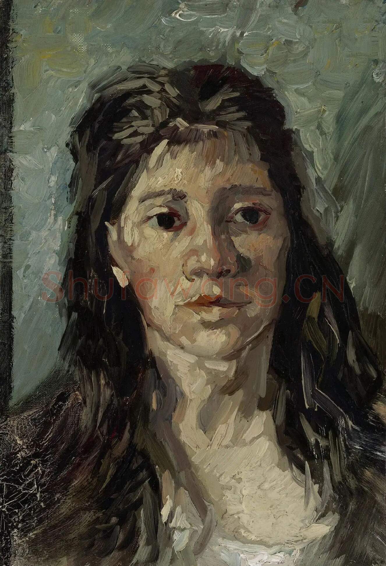 梵高油画人物头像《头发松弛的女人头像》