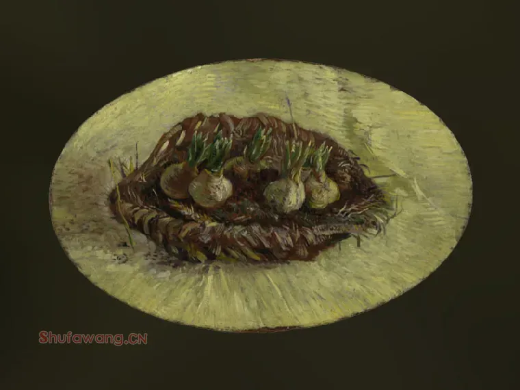梵高油画《一篮子风信子球茎》