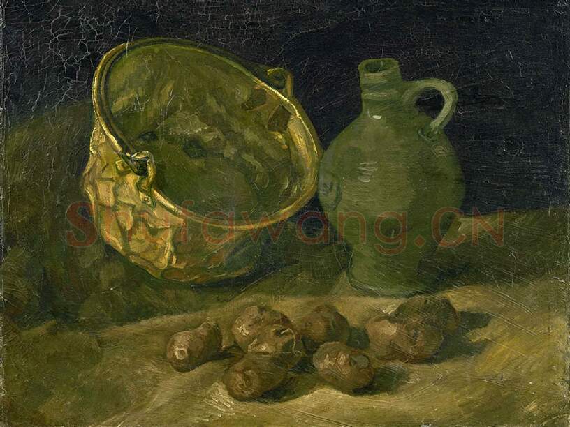 梵高作品《铜锅和壶与土豆的静物》