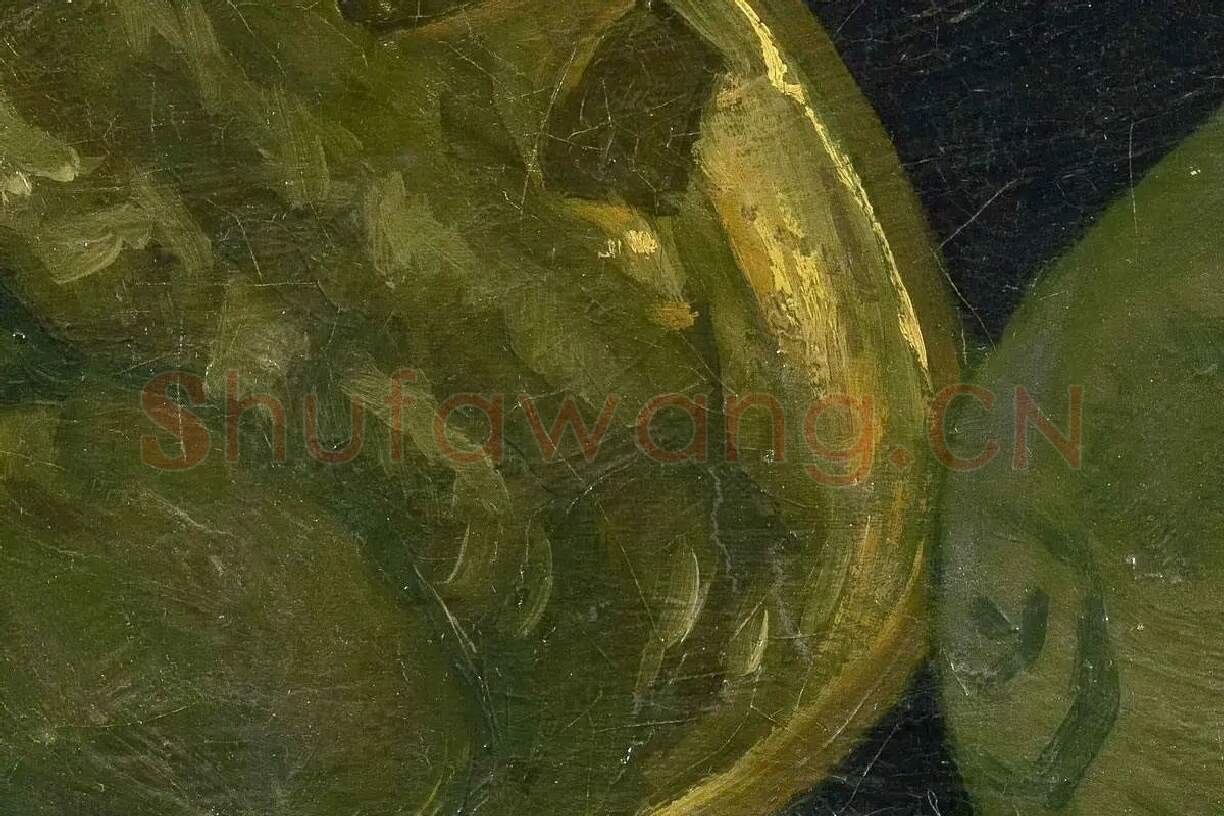 梵高作品《铜锅和壶与土豆的静物》局部细节 (3)