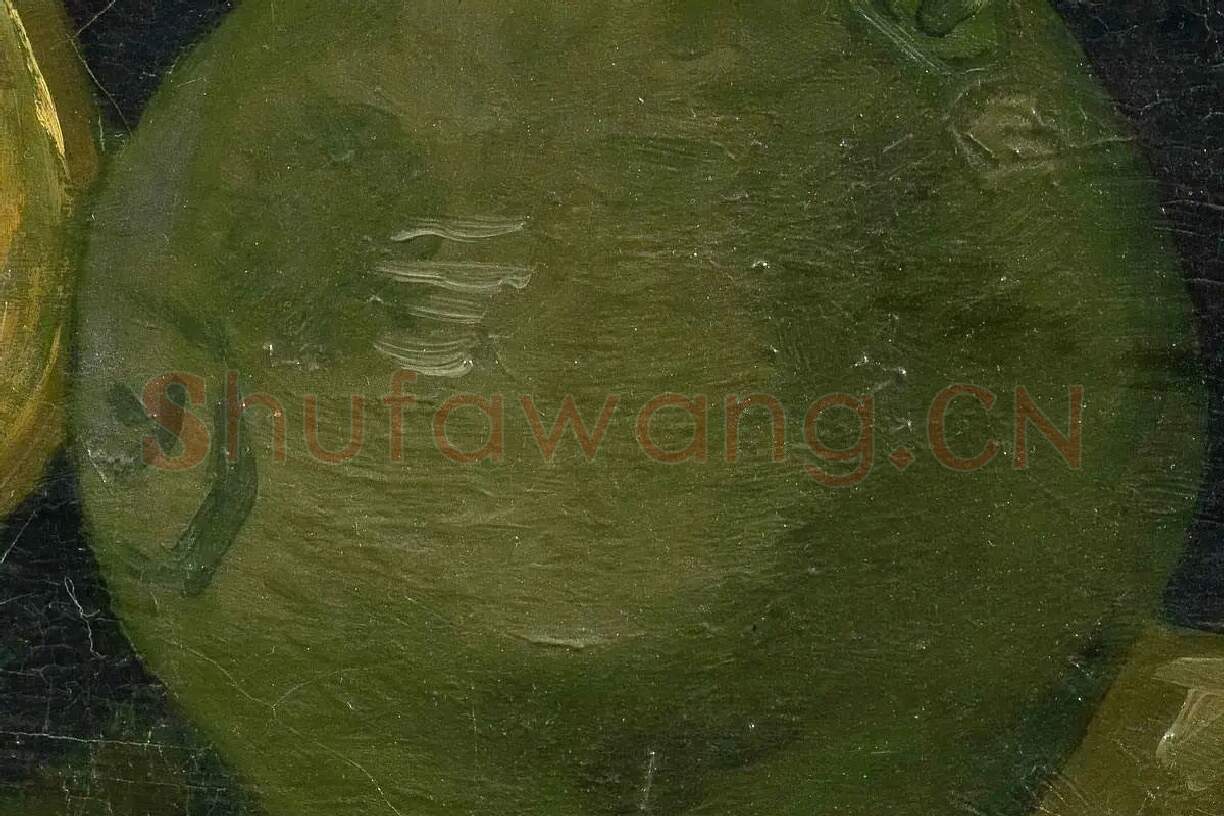 梵高作品《铜锅和壶与土豆的静物》局部细节 (4)
