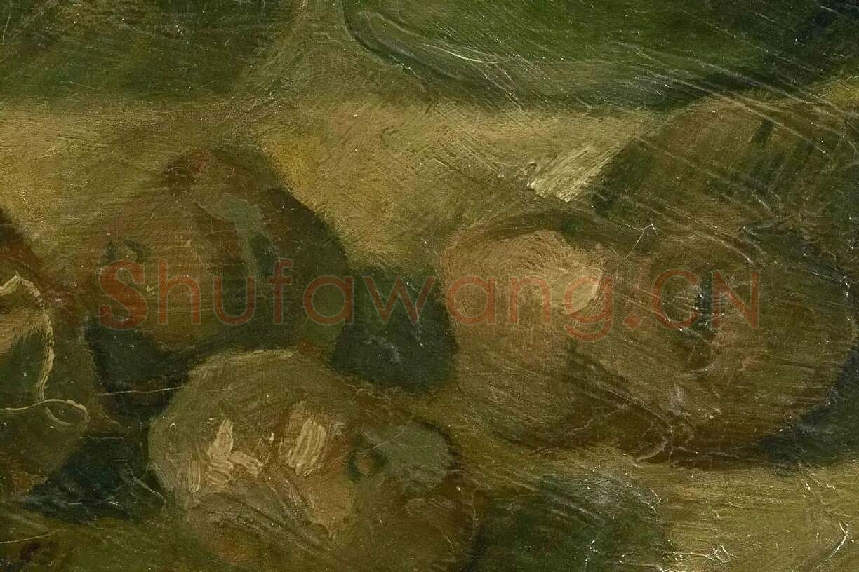 梵高作品《铜锅和壶与土豆的静物》局部细节 (5)