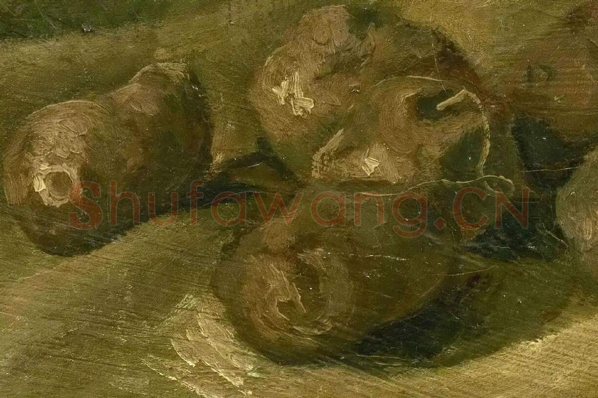 梵高作品《铜锅和壶与土豆的静物》局部细节 (6)