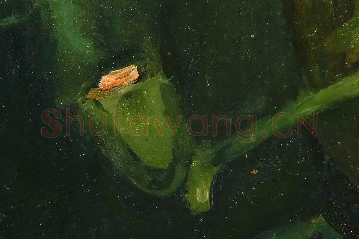 梵高油画头像习作《含着烟斗的男人头像》高清大图局部细节 (3)